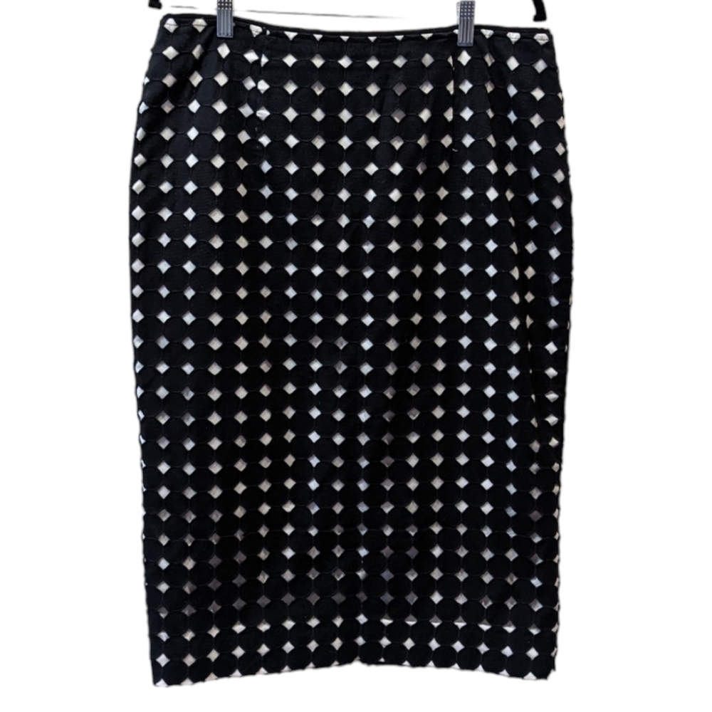 White House Black Market Black and White Geometric Pencil Skirt